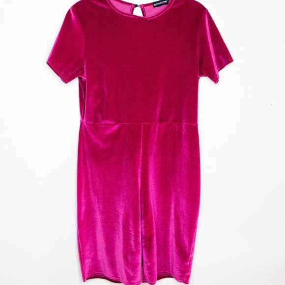 Pretty Little Thing - Hot Pink Velvet Unitard - Picture 5 of 14